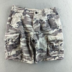 Denver Hayes Cargo Shorts Mens 32 Gray Camo Chinos Regular Fit Cotton Denim